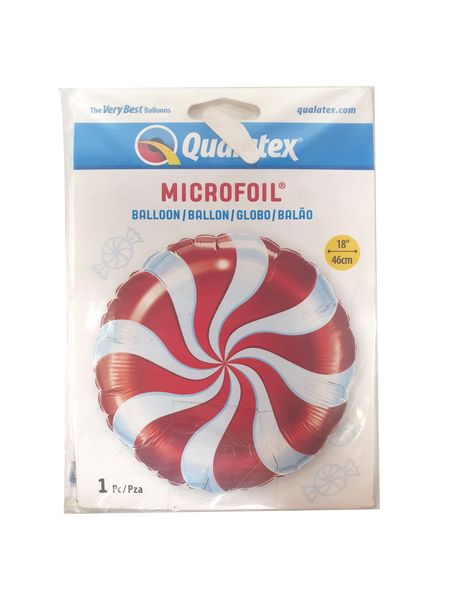 18 Inch Foil Round Candy Swirl Red