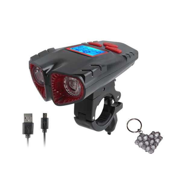 Dual Light Bicycle Front Light With Digital Power Display 120lm &amp; keyholder