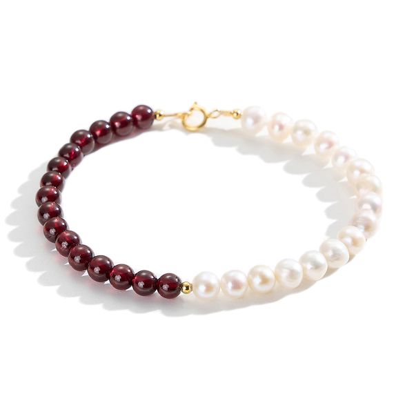 AETOLIA Women 925 Sterling Silver Spring Clasp Pearl Bracelets