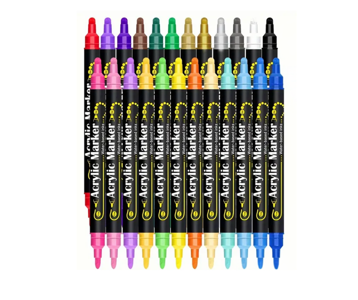 24 Tip Dual Fine&amp; Dot Tip Acrylic Paint Marker Pens Art Craft Scrapbook 2Pk