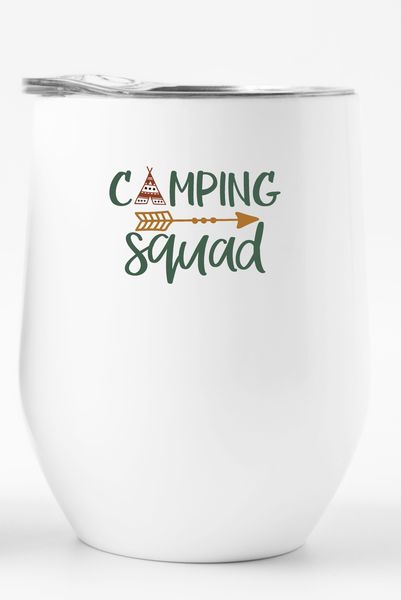 Stainless Steel Double Wall Tumbler: Camping Squad!