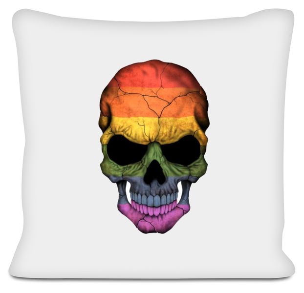 Rainbow Skull Birthday Christmas Gay Lesbian Gift Pillow Scatter Cushion