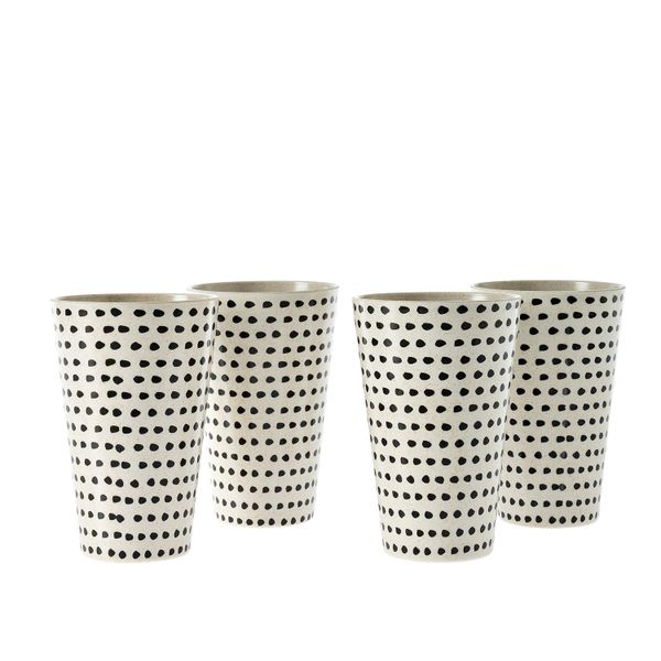 George &amp; Mason - Bamboo Fibre 4 Pack Black Spot Tumblers