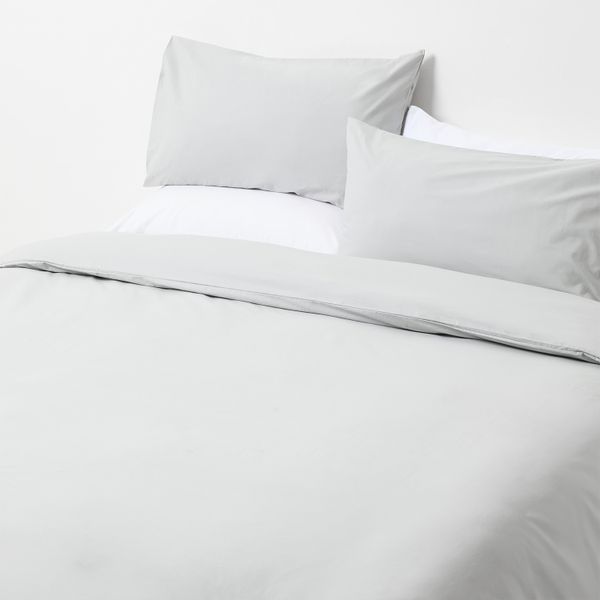 George &amp; Mason Grey Cotton Plain 200 tc Duvet Cover - Grey