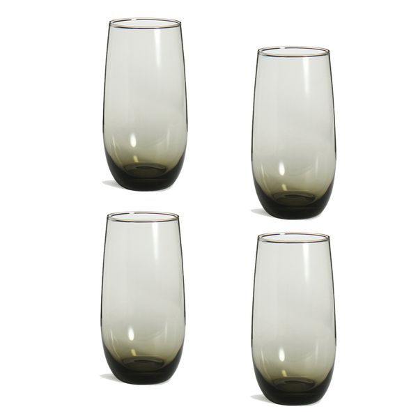 Set of 4 x 375ml Tall Glass - Charcoal Colour-6941023188808