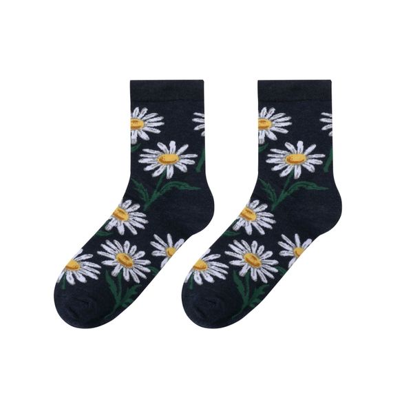 SoGood-Candy - Socks with Pretty Flowers - Blue &amp; White