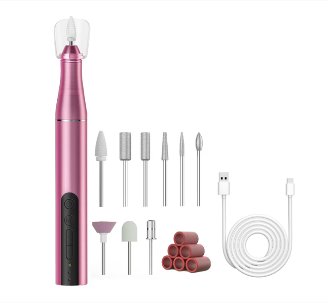 Electric Nail Drill, Complete Care Set, Pink
