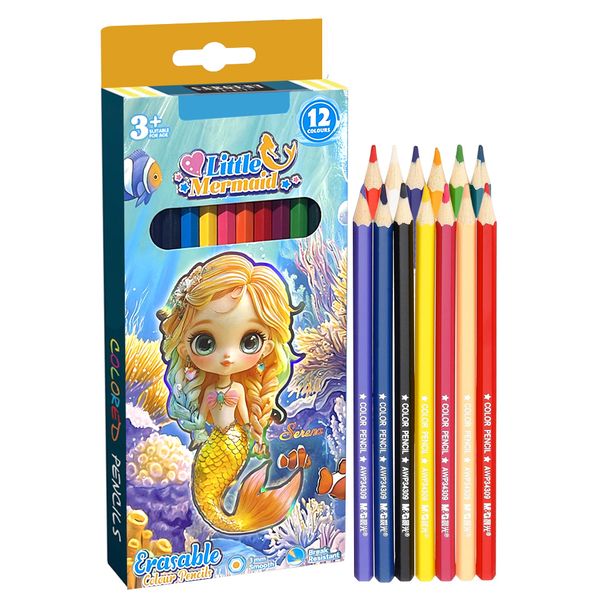 12 Colour - Mermaid Erasable Colour Pencils Set