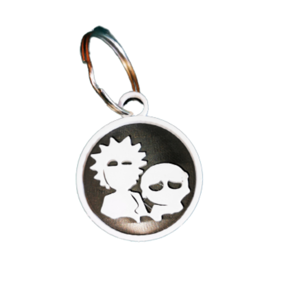Rick and Morty Keyring Black and White 3d Printed