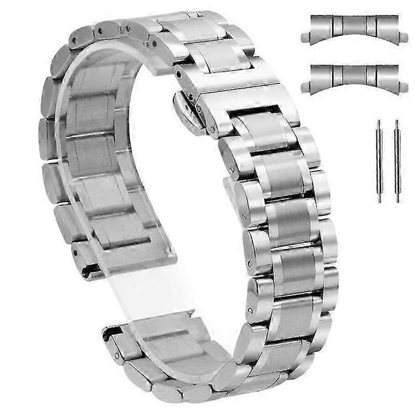 Steel Watch Band for 18mm 20mm 22mm 24mm, Silver Replacement Strap 23mm