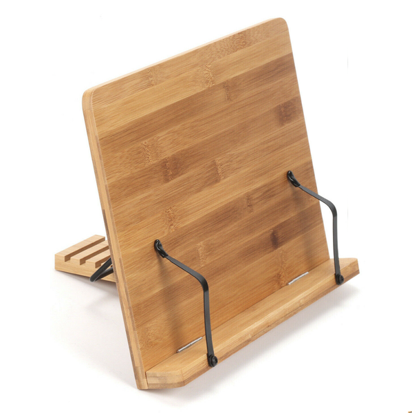 Multifunctional Adjustable Bamboo Book &amp; Tablet Stand