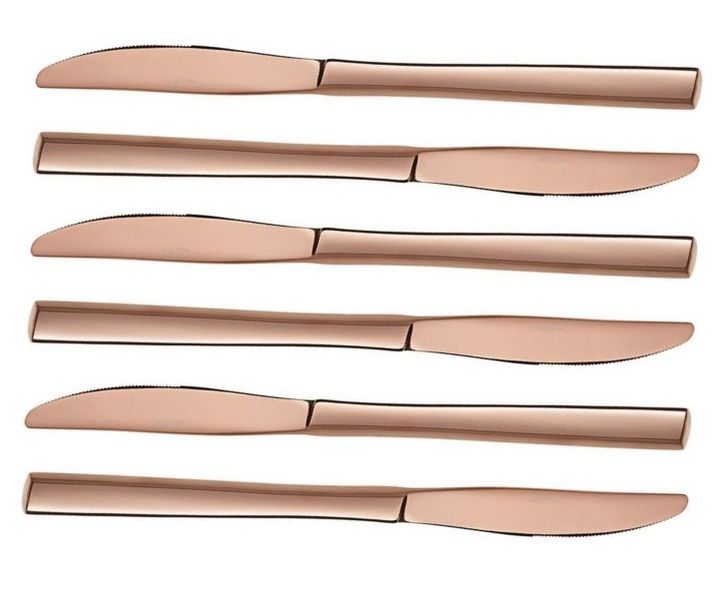 Table Knife 6pc Square Handle Colours Stainless Steel
