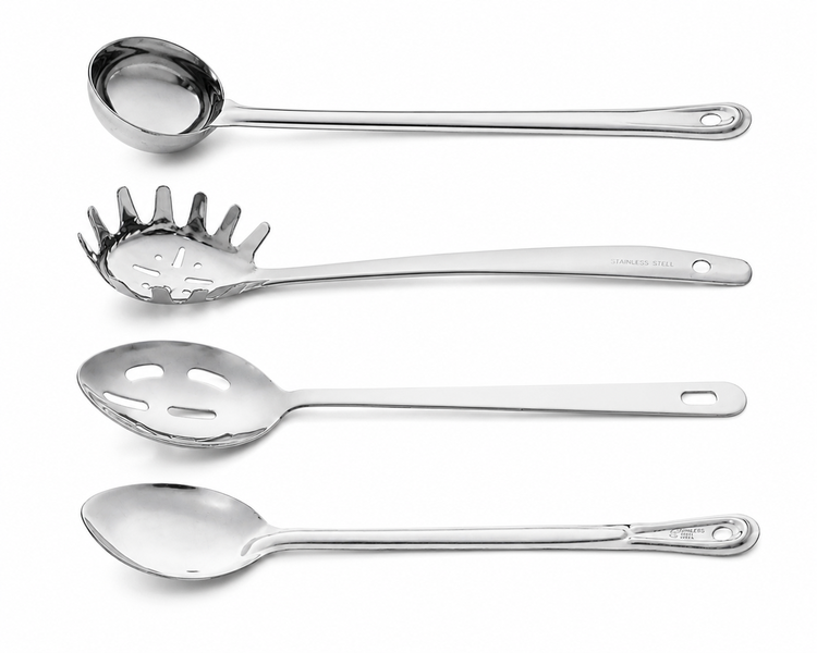 Elegant 4 Piece Cooking &amp; Serving Spoon Set Stainless Steel