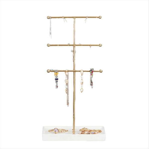 Gold T-Shaped Jewelry Removable 3-Tier Bracelet Storage Rack