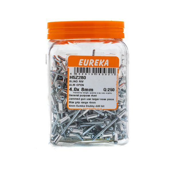 EUREKA Blind Rivet Aluminium Open 4 x 8mm Q:250 H5Z280