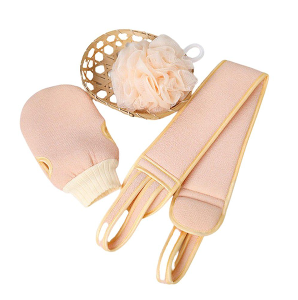 3 Piece Body Wash Scrub Sponges Set - Peach