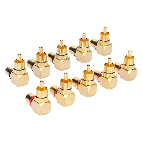 10piece RCA Right Angle Adapter Male to Female 90 L Type RCA Connector