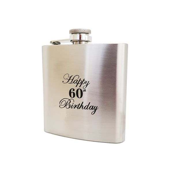 Stainless Steel Hip Flask - Happy 60th Birthday