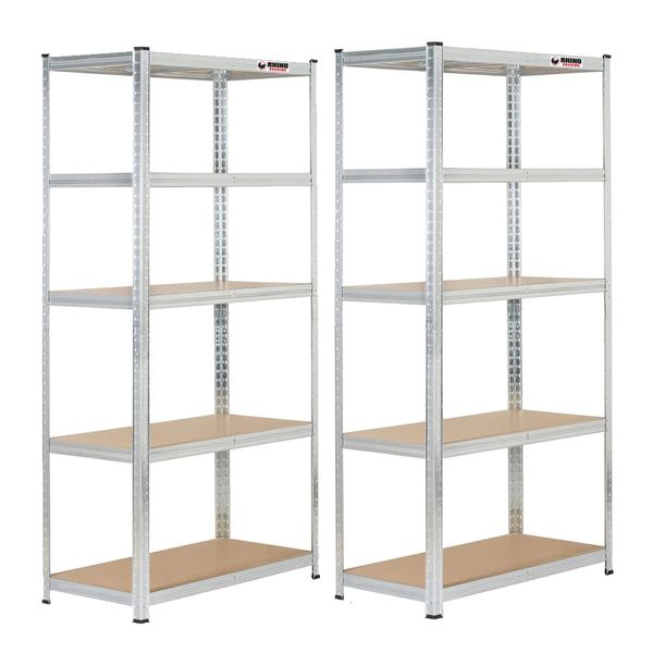 Rhino Racking 180x90x45cm 5 Tier Storage Shelving 200Kg Galvanised x 2 Sets
