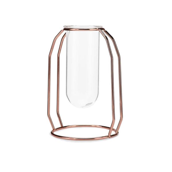 Vase Rose Gold Geometric Shape Single Wide