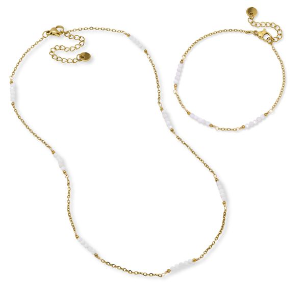 Lily &amp; Rose Waterproof White Bead Stainless Steel Set