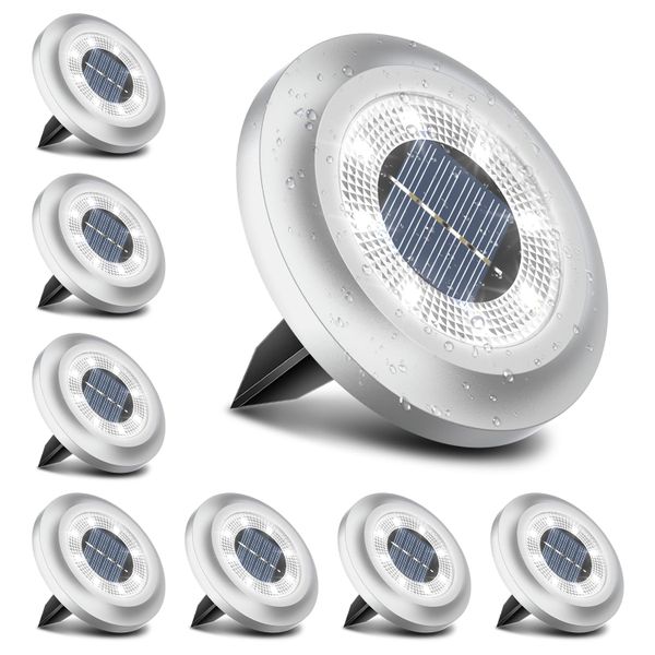Solar Garden Lights 8-Pack, Waterproof Outdoor LED Landscape Lights