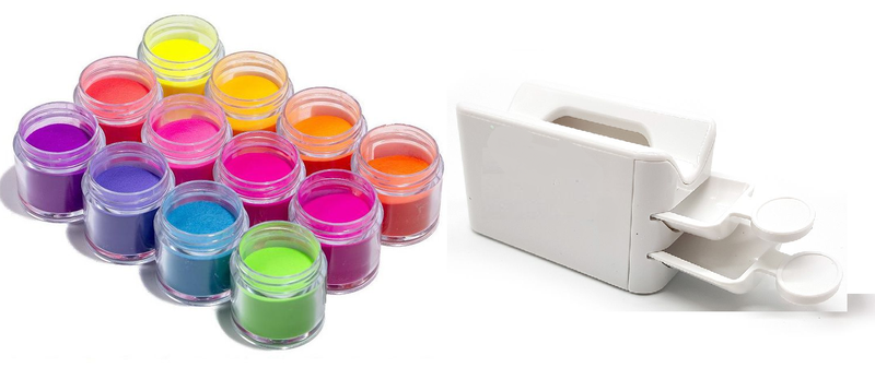12 Neon Colour Acrylic and Dipping Powder &amp; dip powder recycling system