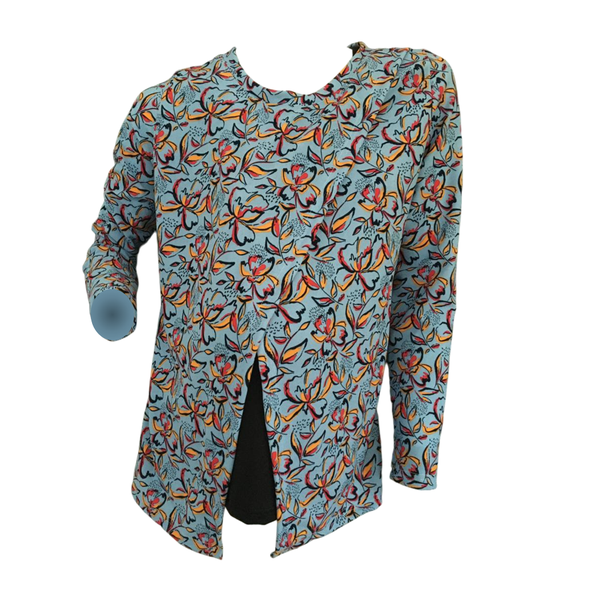 Maternity/Breastfeeding Comfy and Corporate Top - Long Sleeve - Blue Floral