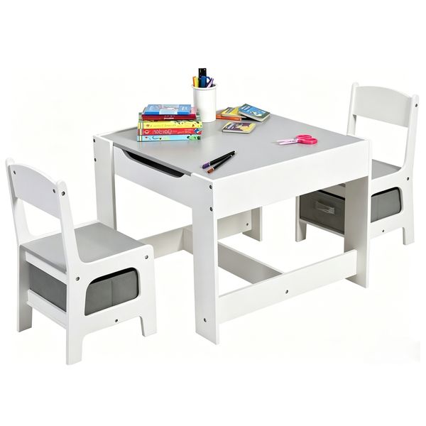 Kids Table Chair Set Activity with StorageDrawer, Detachable Blackboard