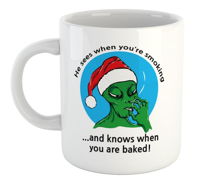 He Sees When You're Smoking Christmas Gift Mug