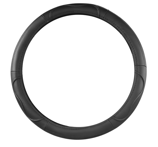 Genuine Leather Steering Wheel Cover Sweat Absorbent Breathable 38cm Black