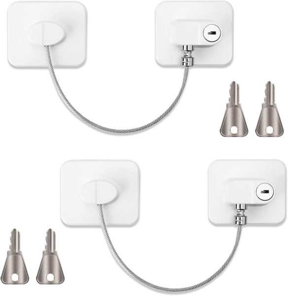 Child Safety Fridge Locks, 2 Pack Refrigerator Door Locks with 4 Keys