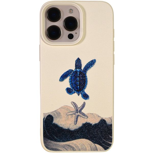 Phone Case With Sea Turtle &amp; Starfish - Compatible with 15 Pro Max - Beige