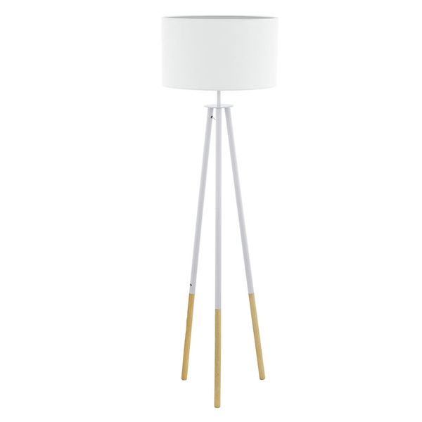40W Indoor Tripod Floor Lamp with White Fabric Shade