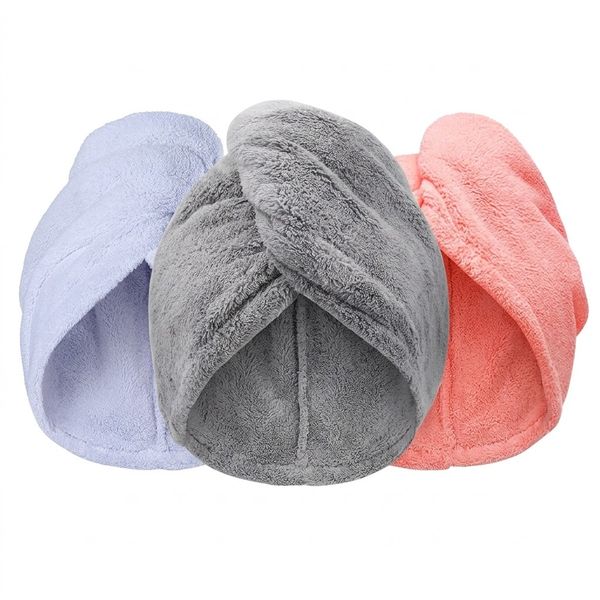 3-Pack Microfiber Hair Drying Towels-Absorbent Coral Velvet Hair Wrap Caps