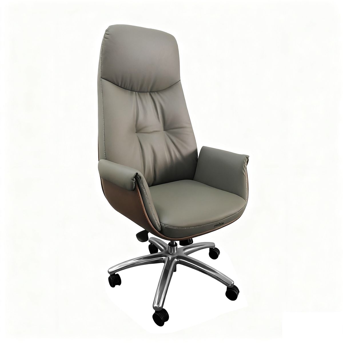 Mix Box Ergonomic Adjustable PU Vinyl Office Chair Boss Chair,Grey,Upscale
