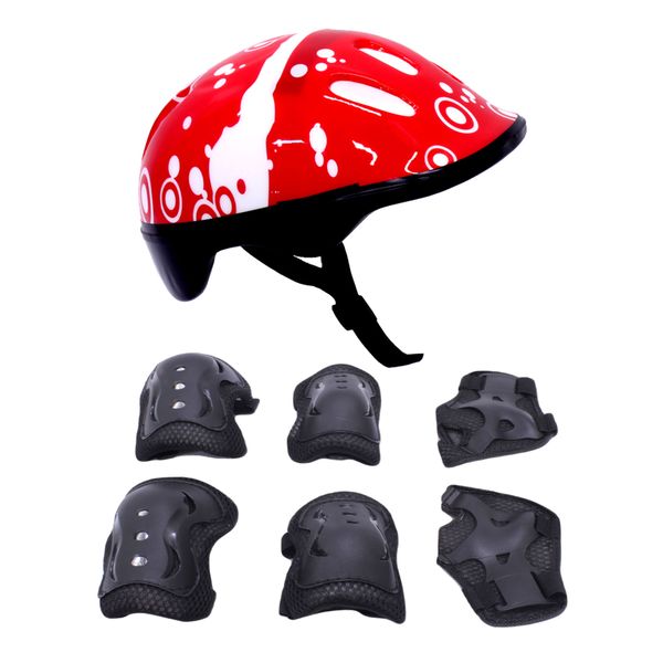 Protective Gear - Adjustable Sports Guard Kit for Kids - Black with Helmet