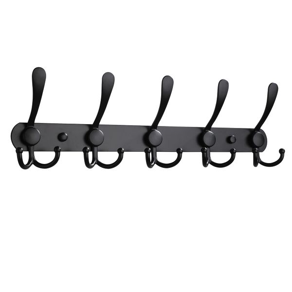 Stainless Steel Wall Mount Coat Rack with Tri Hooks for Hat Robes Entryway