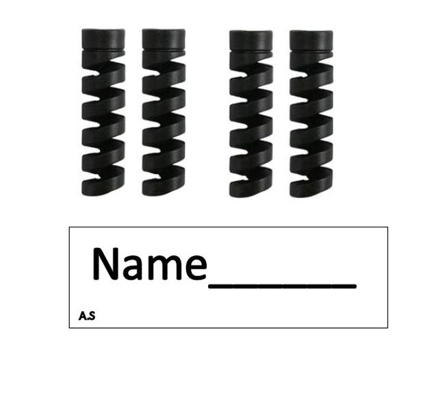 Charging Cable Silicone Spiral Protector Saver - 4 pieces + Sticker
