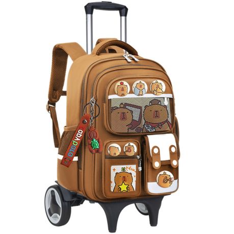 Cartoon Backpack School Bag with Rolling Trolley Wheels for Boys & Girls Image