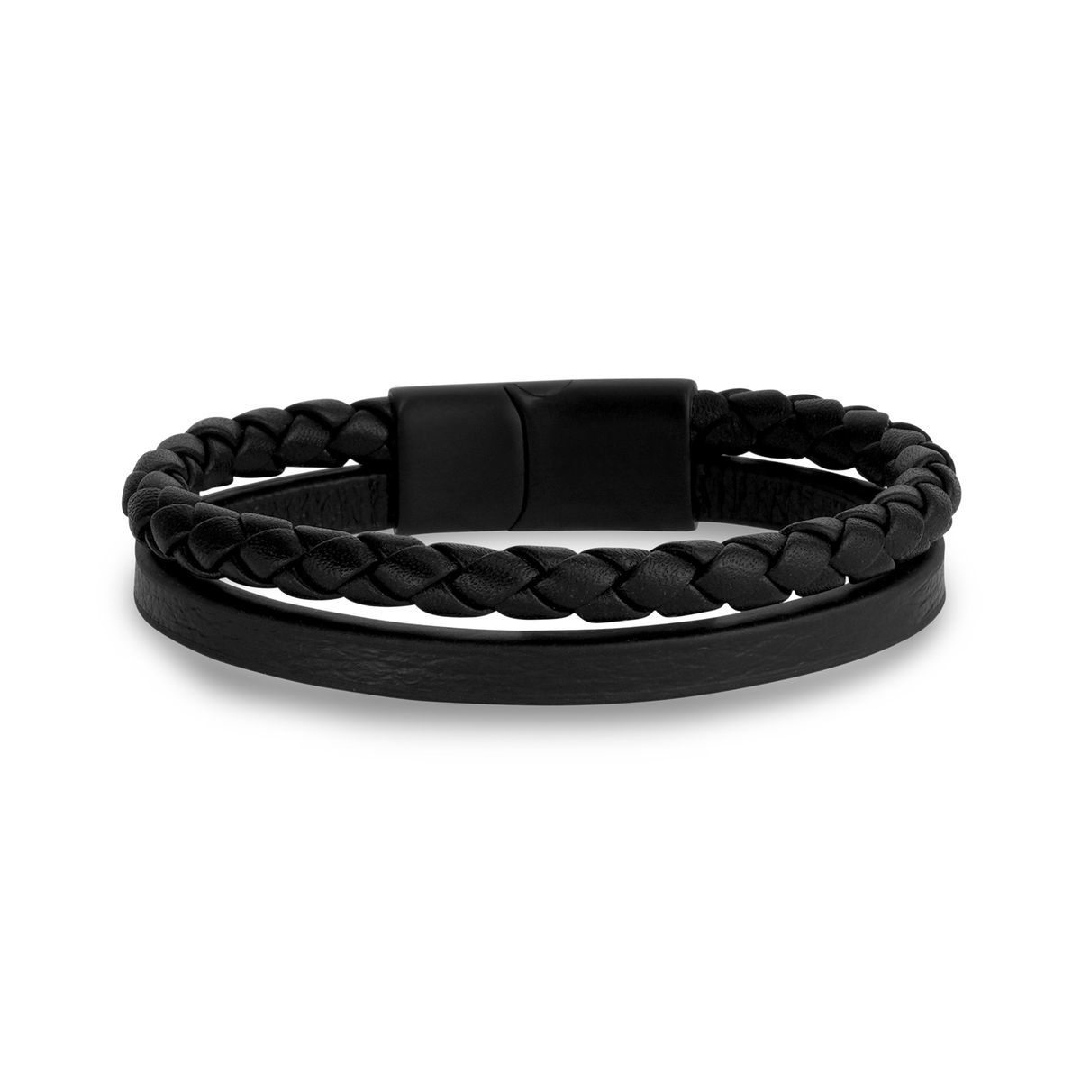 ARZ STEEL Black Leather Black Clasp Double Strand Bracelet Shop Today