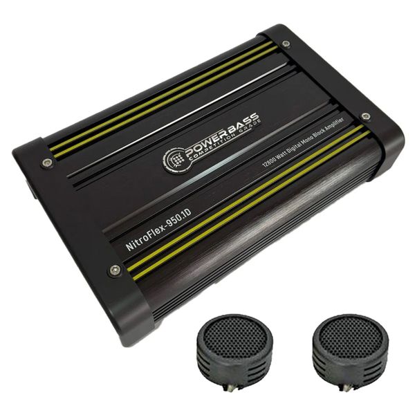 Powerbass NitroFlex-950.1D 12800 Watts Monoblock Amplifier &amp; Evo Tweeters
