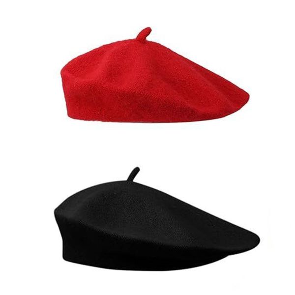 Pack of 2 Berets Classic Plain French Style Beret, Women's Beret