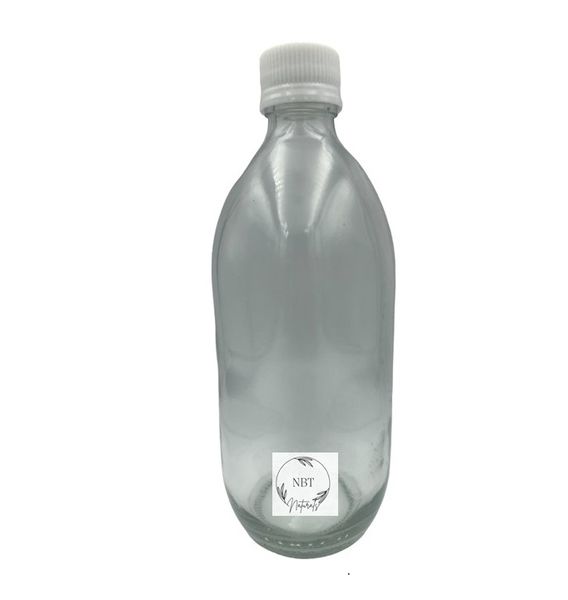 NBT Naturals-Empty Clear Glass Bottle +Tamperproof Screw Cap-White-24 Pack
