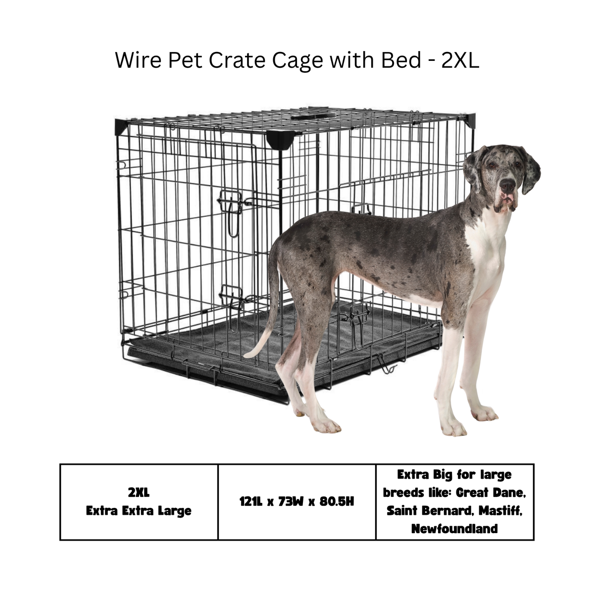 Great Dane Xl Wire Crate Spacious Double Door Dog Crate For XXL