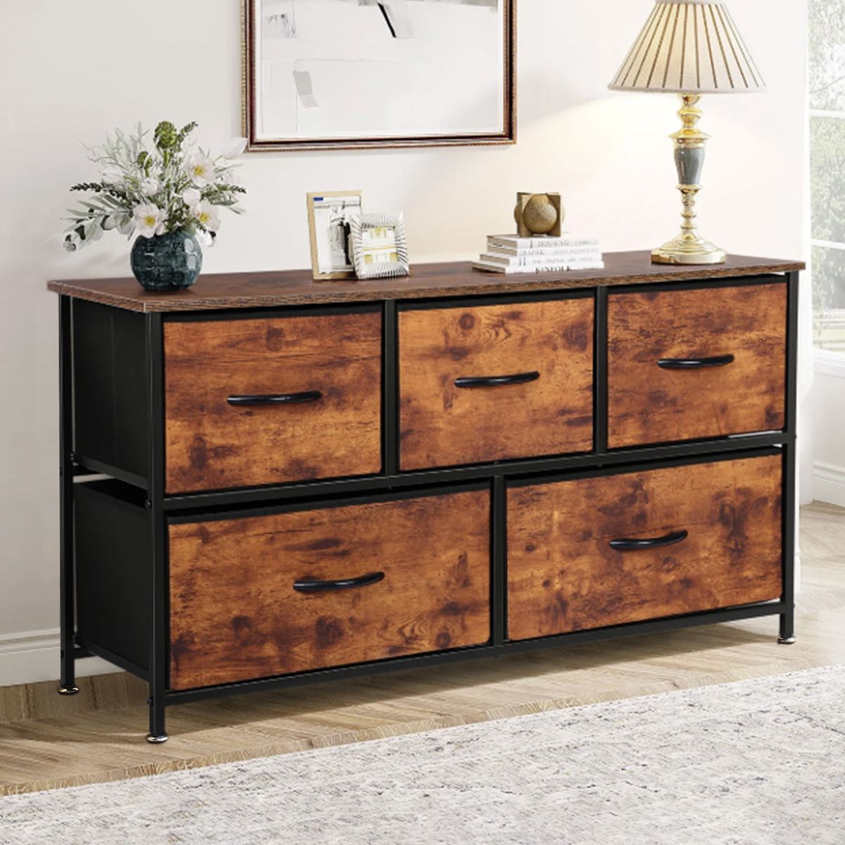 Storage Drawers 5 Chest of Cabinets Fabric Dressing Table Closet Organizer