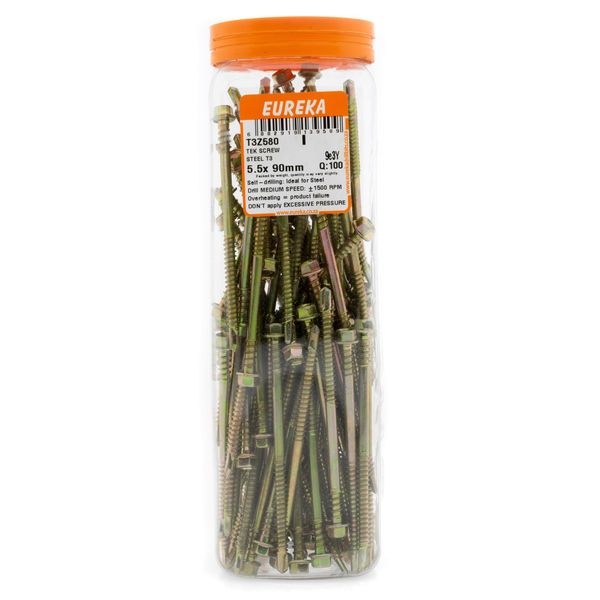 EUREKA Tek Screw Hex Head Coarse Thread 5.5 x 90mm Q:100 T3Z580