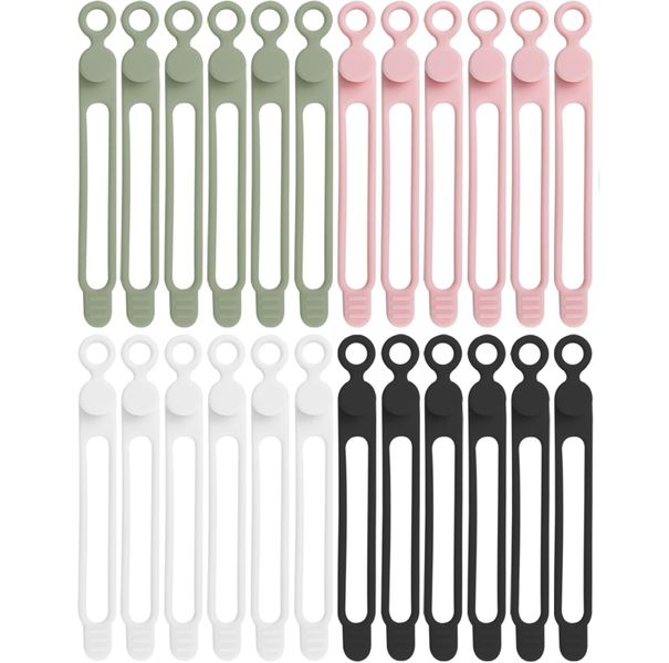 24Pcs Silicone Cable Straps Cord Organizer Bundling Earphone, Phone Charger