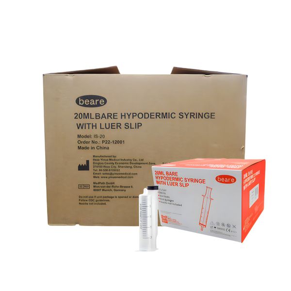 Beare 20ML Hypodermic Syringe With Luer Slip - 900 Syringes