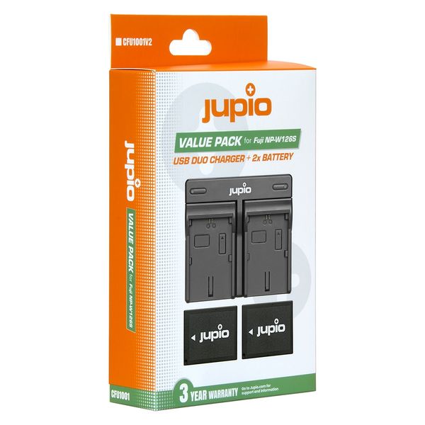 Jupio Value Pack x2 Battery Compatible w/ Fuji NP-W126S + USB-C Duo Charger